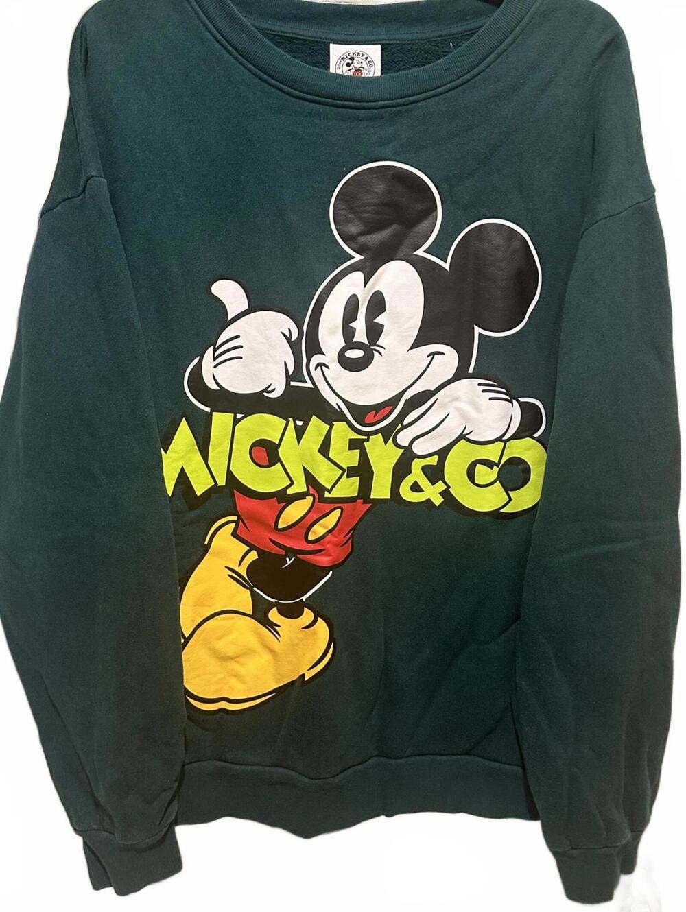 Disney Mickey & Co Mickey Mouse Graphic Crewneck Sweatshirt Dark Green EUC- L